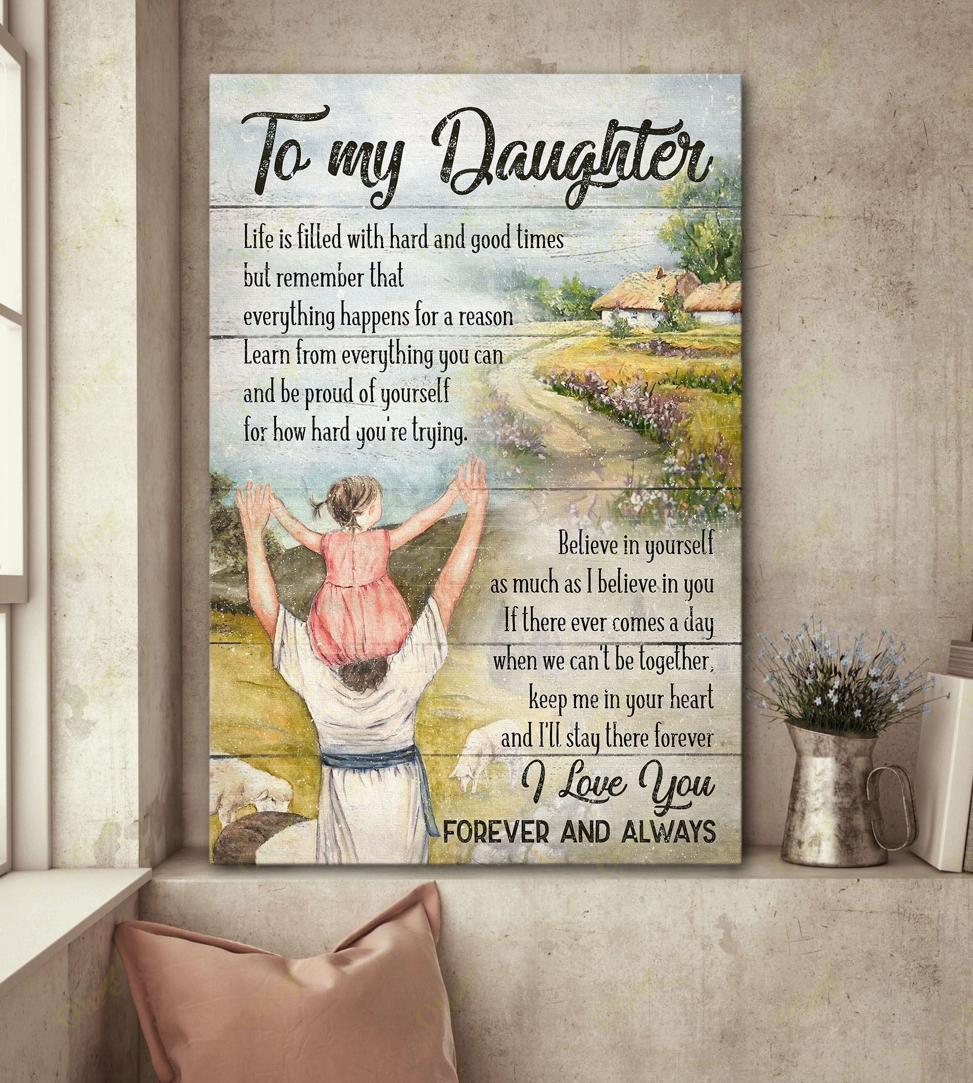 To My Daughter – Keep Me In Your Heart And I’Ll Stay There Forever Canvas Wall Art Home Decor