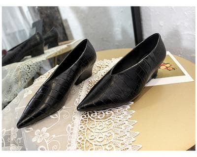 Crocodile Pattern V Design Retro Dress Shoes Fashion Women’S Shoes High Heel