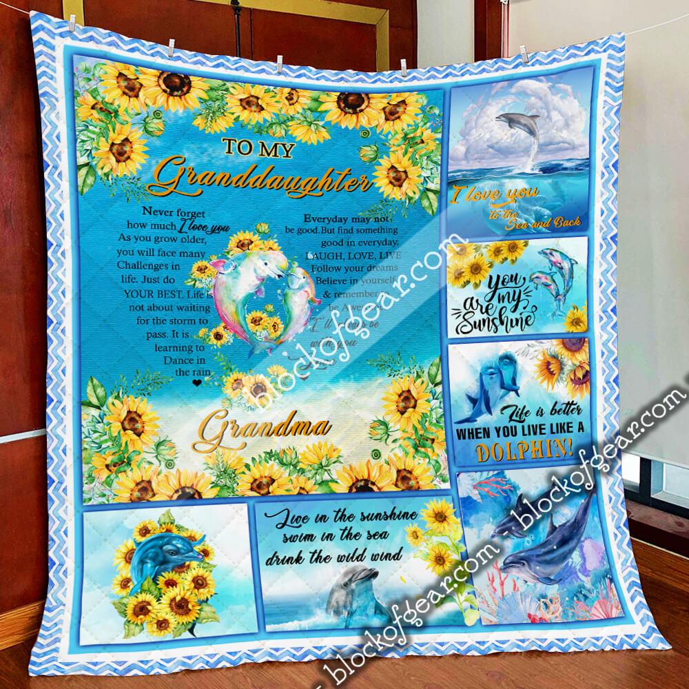 Grandma To Granddaughter – I Love You – Dolphin Quilt Blanket Slb50