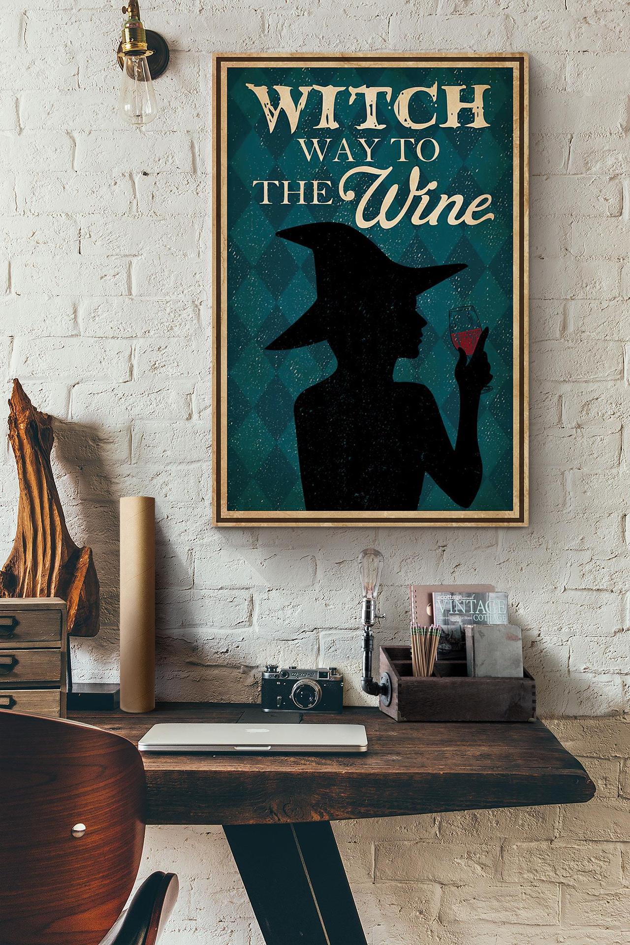 Witch Way To The Wine Drinking Halloween Canvas And Poster, Canvas Prints, My Poster Wall, Canvas Wall Art, Wall Decor Visual Art, Halloween Gift, Happy Halloween