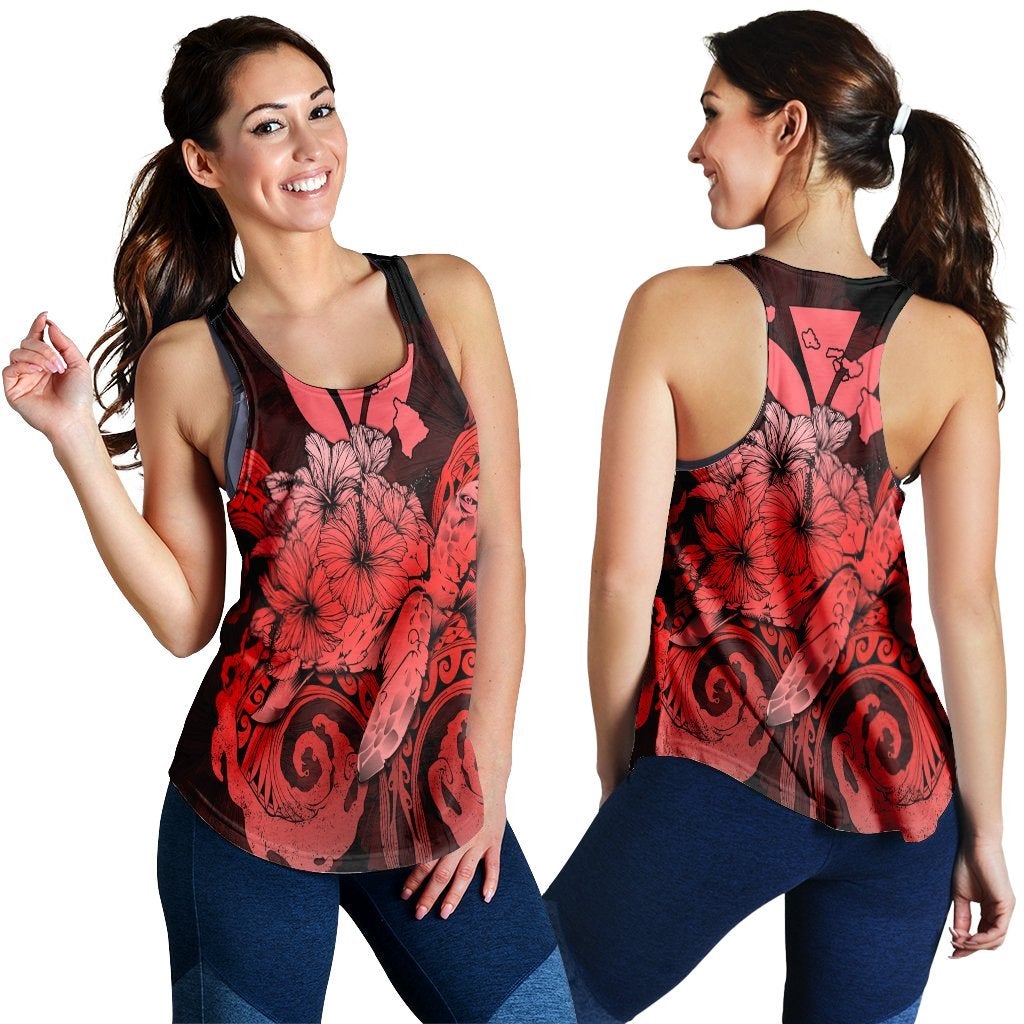 Hawaiian Turtle Wave Polynesian Racerback Tank Hey Style Red Ah Ha63227