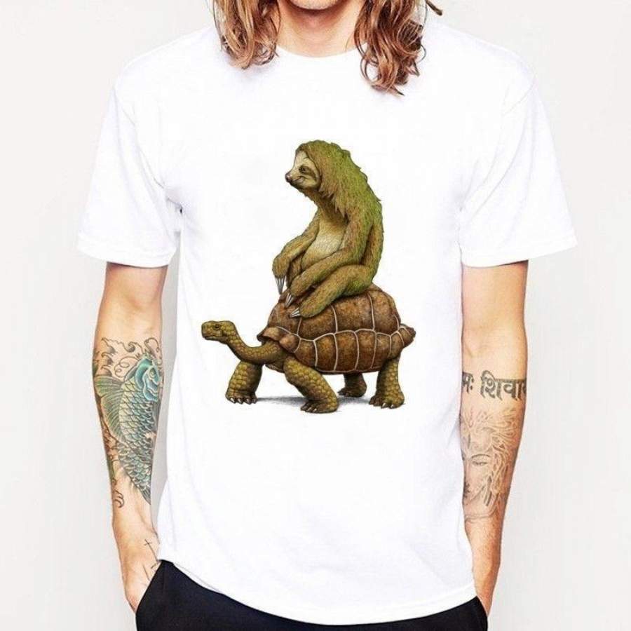 Men’s Fashion O-neck Tortoise Design T-shirt Hipster Cotton Tee Tops