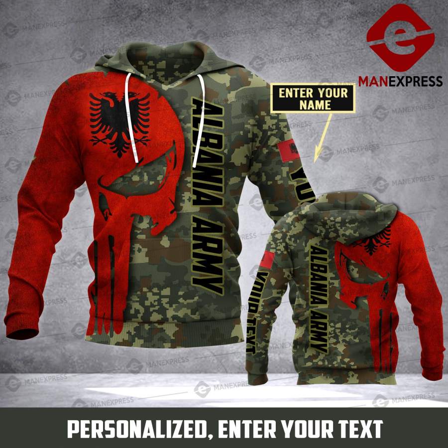 ALBANIA ARMY CAMO CUSTOMIZE HOODIE 3D NV