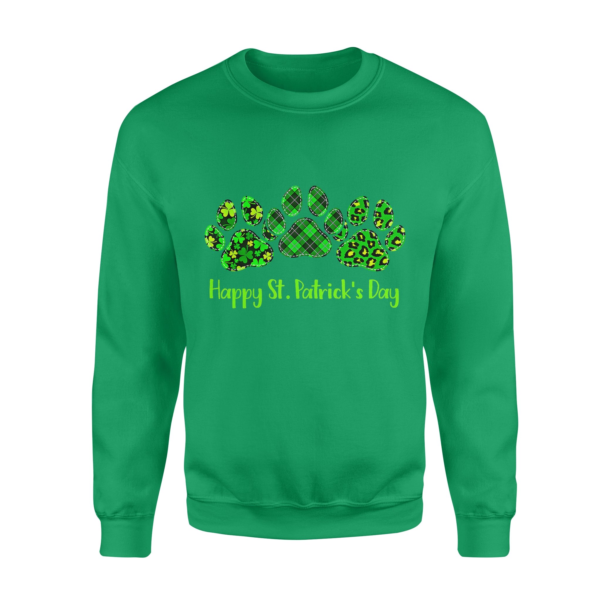 Dog gift idea Leopard Print Three Paws Happy Saint Patrick’s Day T-Shirt – Standard Fleece Sweatshirt