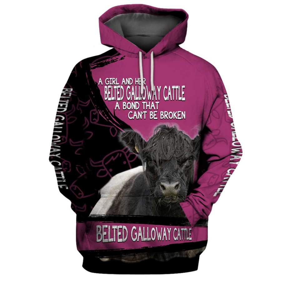 Belted Galloway Cattle 3D Full Printing Hoodie and Unisex Tee