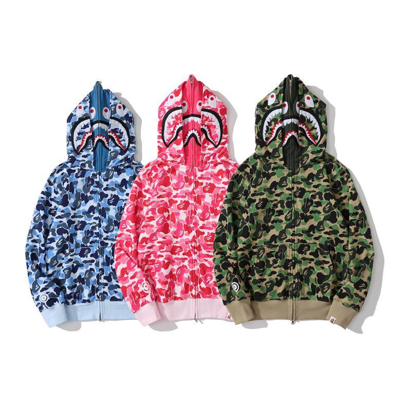 Bape Shark Hoodie Full Zipper Double Hooded Sweatshirt