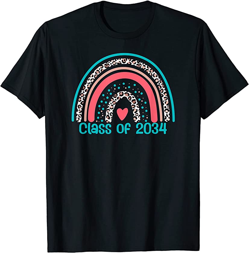 Class of 2034 Leopard Rainbow Kindergarten Memory Keepsake T-Shirt