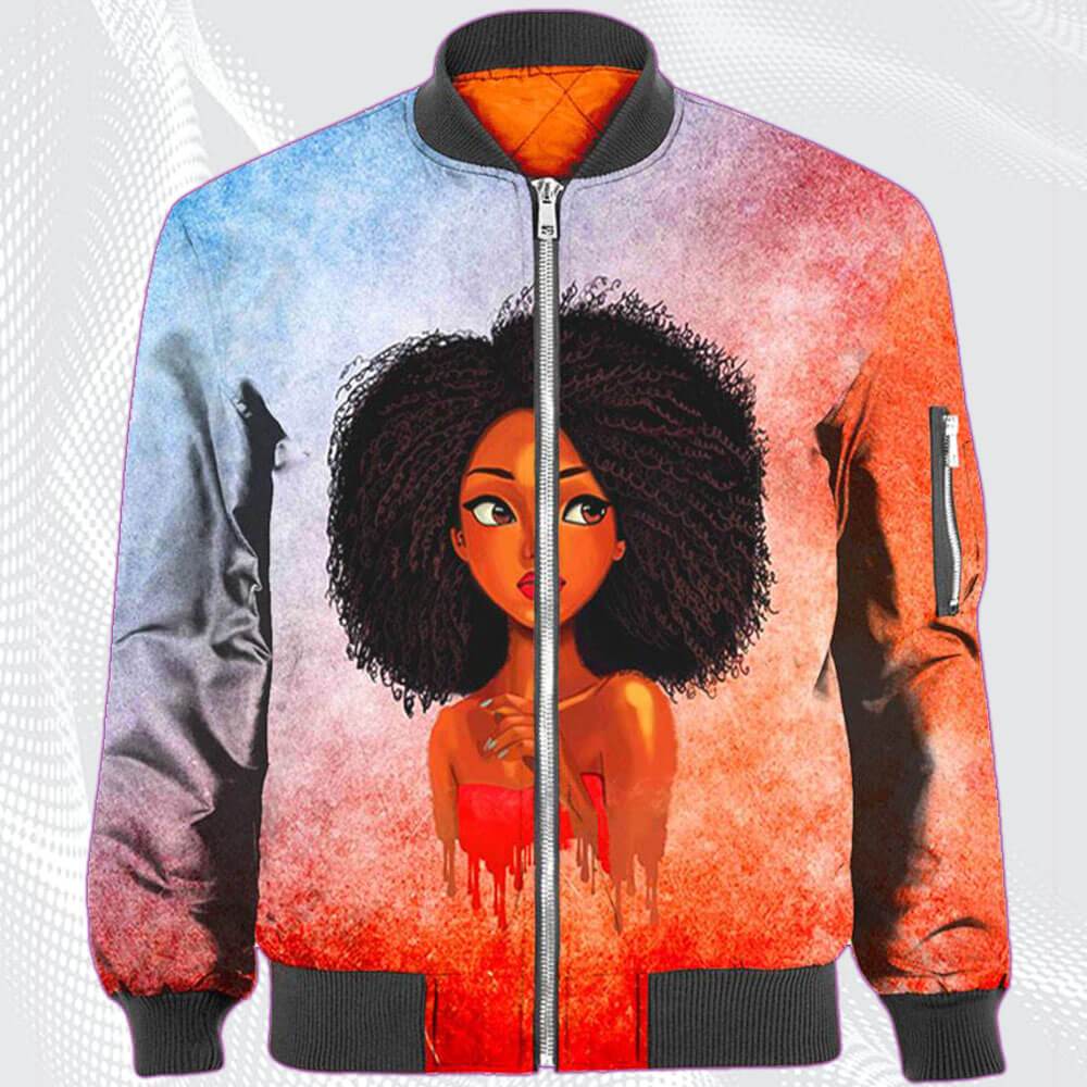 African American Hoodies Pretty Black Afro Girls Kinky Curly Cute Girl All Over Print Womens Hooded Sweatshirt Black History