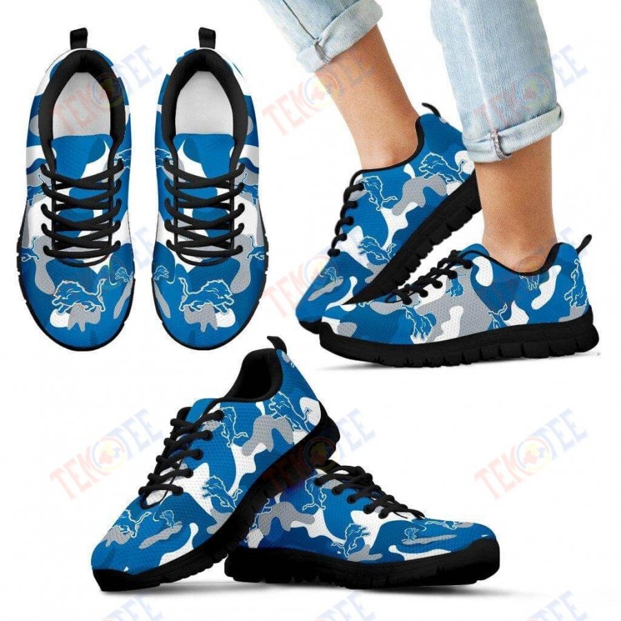 Mens Womens Detroit Lions Sneakers Cotton Camouflage Fabric Military Solider Style Sneaker Running Shoes For Men Women TDT402