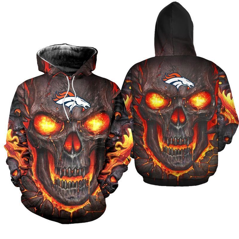 Denver Broncos Hello Darkness My Old Friend Skull For Fans Apparel Tnt 00021 All Over Printed Hoodie 3D Zipper Hoodie