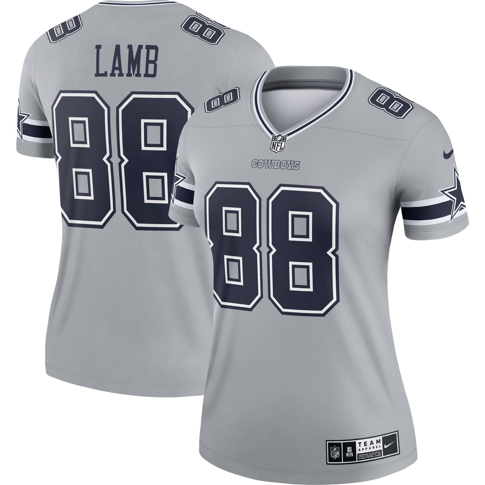 Women’s Dallas Cowboys CeeDee Lamb Gray Inverted Legend Jersey