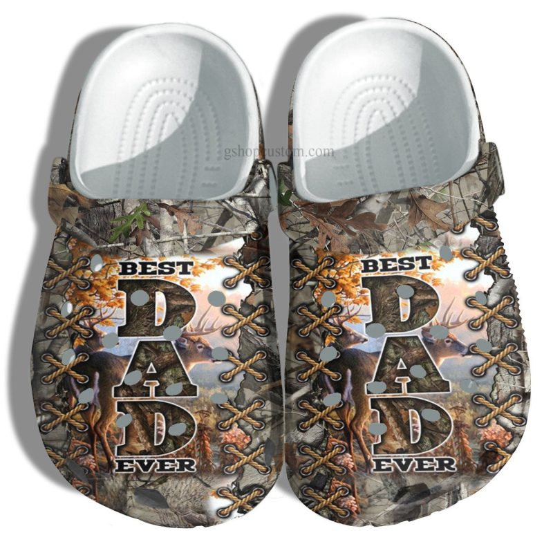 Best Dad Ever Deer Hunter Croc Shoes Gift Uncle Father Day- Deer Hunting Camo Vintage Shoes