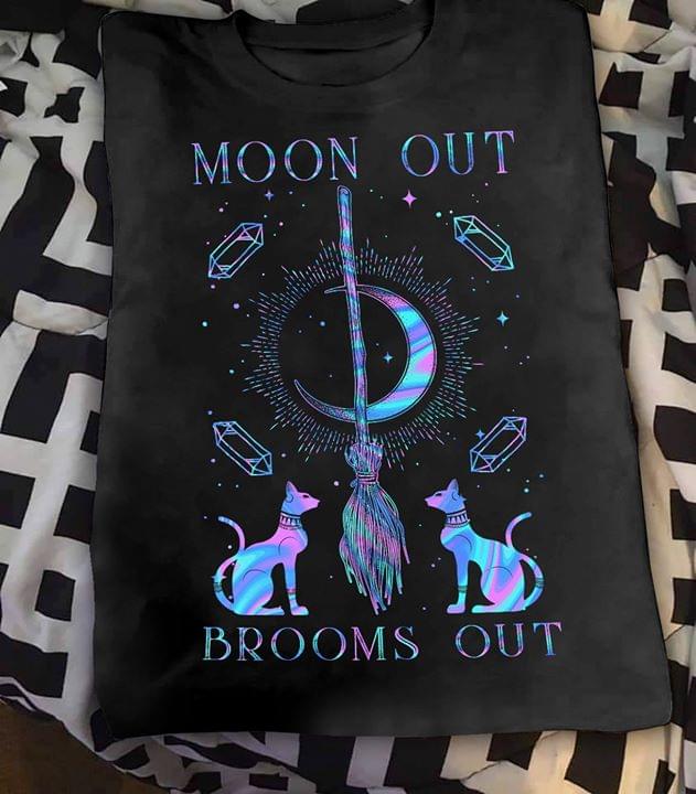 Witch Moon Out Brooms Out Holographic Color Style Standard Men T-shirt