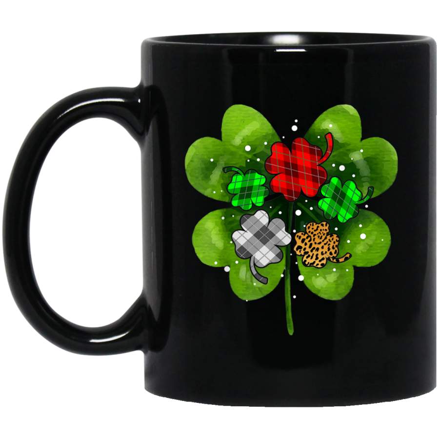 Cool Irish Buffalo Plaid Leopard Shamrock St Patricks Day Mug