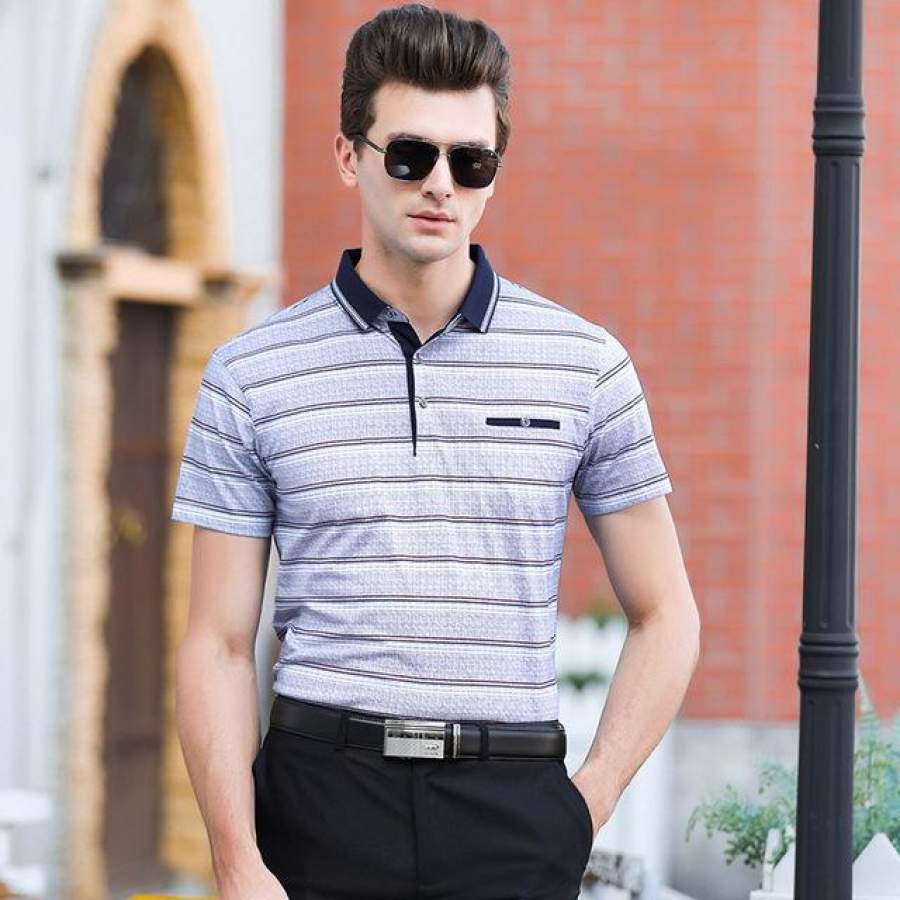 Polo Shirt Men Business Casual Slim Fit Men  Summer Polo Shirts Short Sleeve Men Clothing