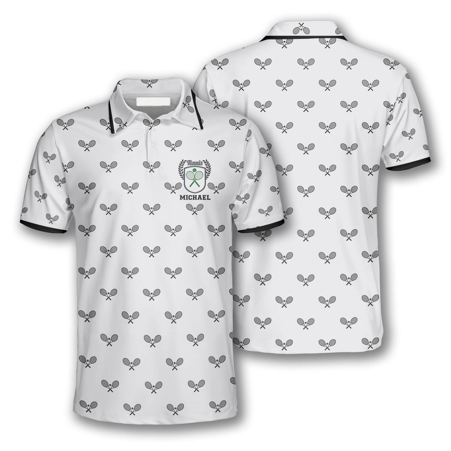 Tennis Pattern Emblem Custom Tennis Shirts For Men, Gift For Tennis Player