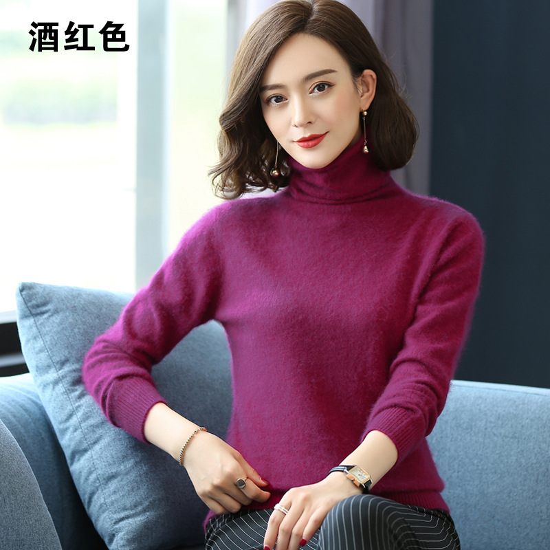 100%Pure Mink Sweater Women Short Winter New Cashmere Sweater Large Size Knit Pullover Thick High Collar Top Female Shirt 2021 alx