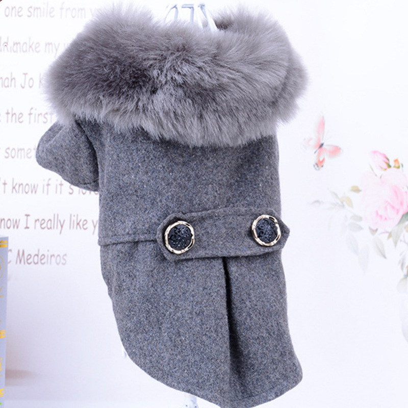 Winter Dog Clothes Pet Cat fur collar Jacket Coat Sweater Warm Padded Puppy Apparel for Small Medium Dogs Pets alx