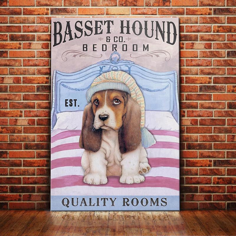 Basset Hound Dog Bedroom Canvas And Poster Quality Rooms | Art Print | Home Decor | Room Decor | Wall Art