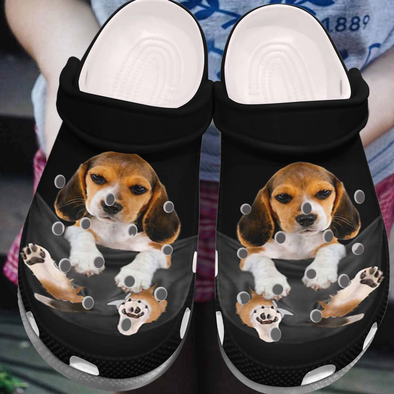 Beagle Personalized Clog, Custom Name, Text, Color, Number Fashion Style For Women, Men, Kid, Print 3D Beagle In A Pocket