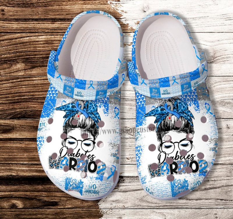 Cool Girl Diabetes Warrior Wear Blue Shoes – Diabetes Awareness Shoes Croc Clogs