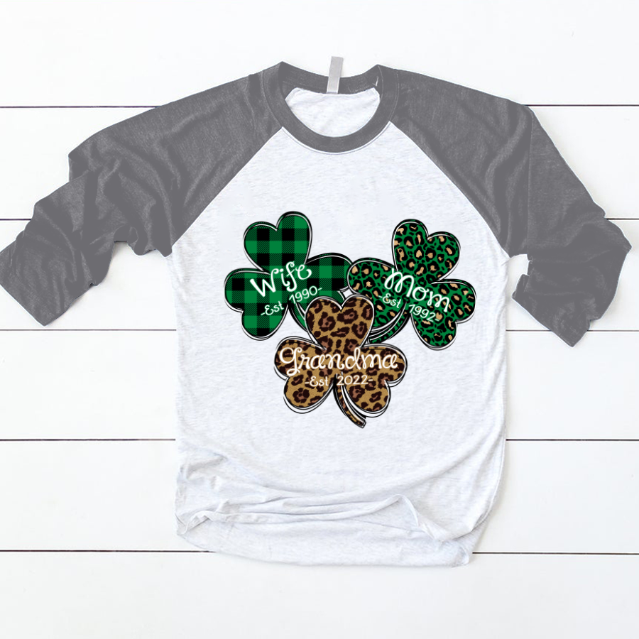 Patrick’S Day Shirt For Grandma Wife Mom Grandma Personalized Est Leopard Baseball