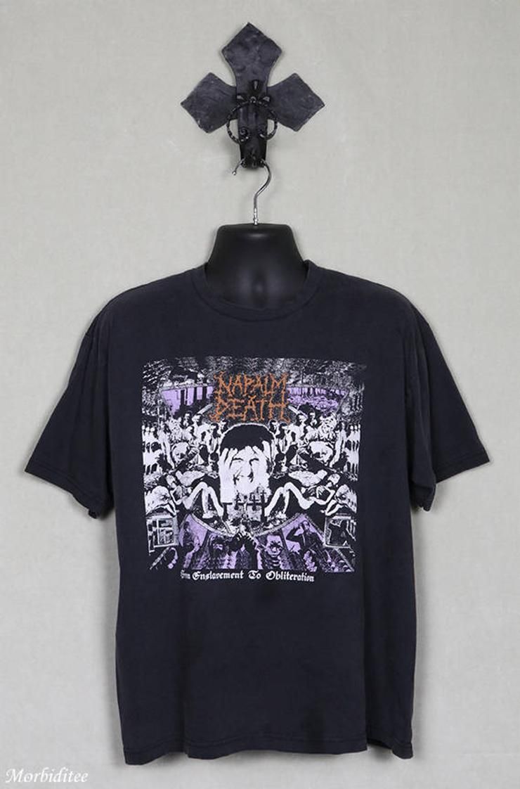 Napalm Death Shirt Vintage Rare Shirt Death Metal Faded 1980S 1990S Punk Brujeria Carcass Godflesh Benediction Doom Grindcore Shirt