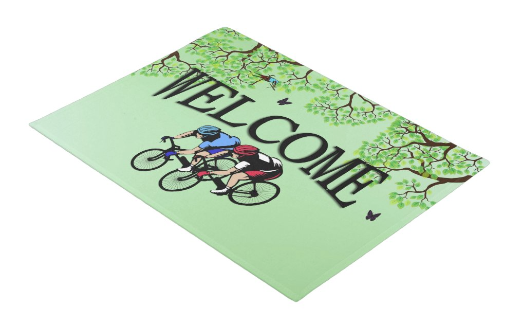 Welcome Bicycle Racing Doormat Indoor And Outdoor Mat Entrance Rug Housewarming Gift Sweet Home Decor Gift Gift For Cycling Lovers Sport Lovers