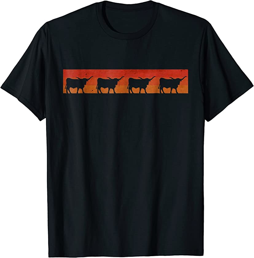 Vintage Retro Longhorn Shirt Cow Farm Animal Gift