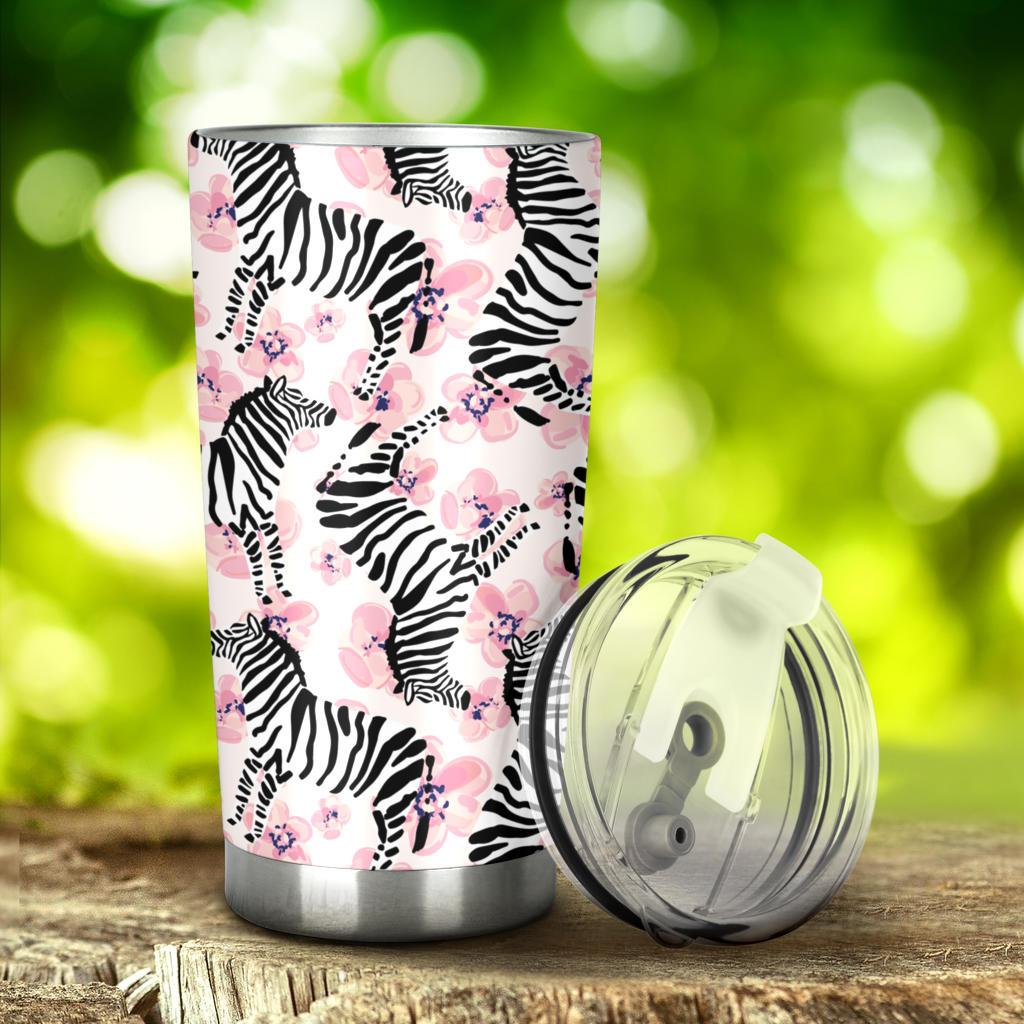 Zebra Pink Flower Background Tumbler