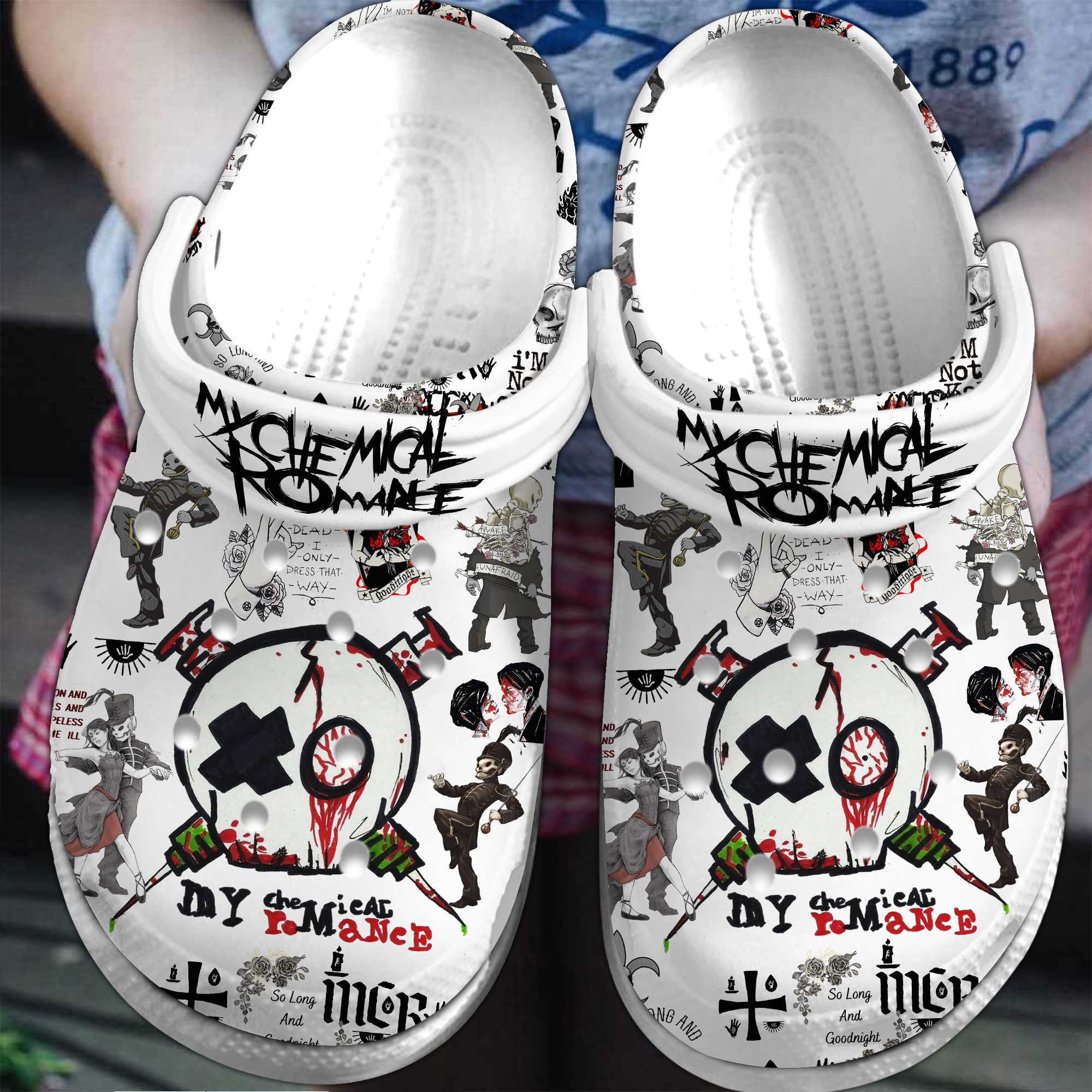 Premium My Chemical Romance Music Crocs Crocband Clogs Shoes Comfortable For Men Women and Kids