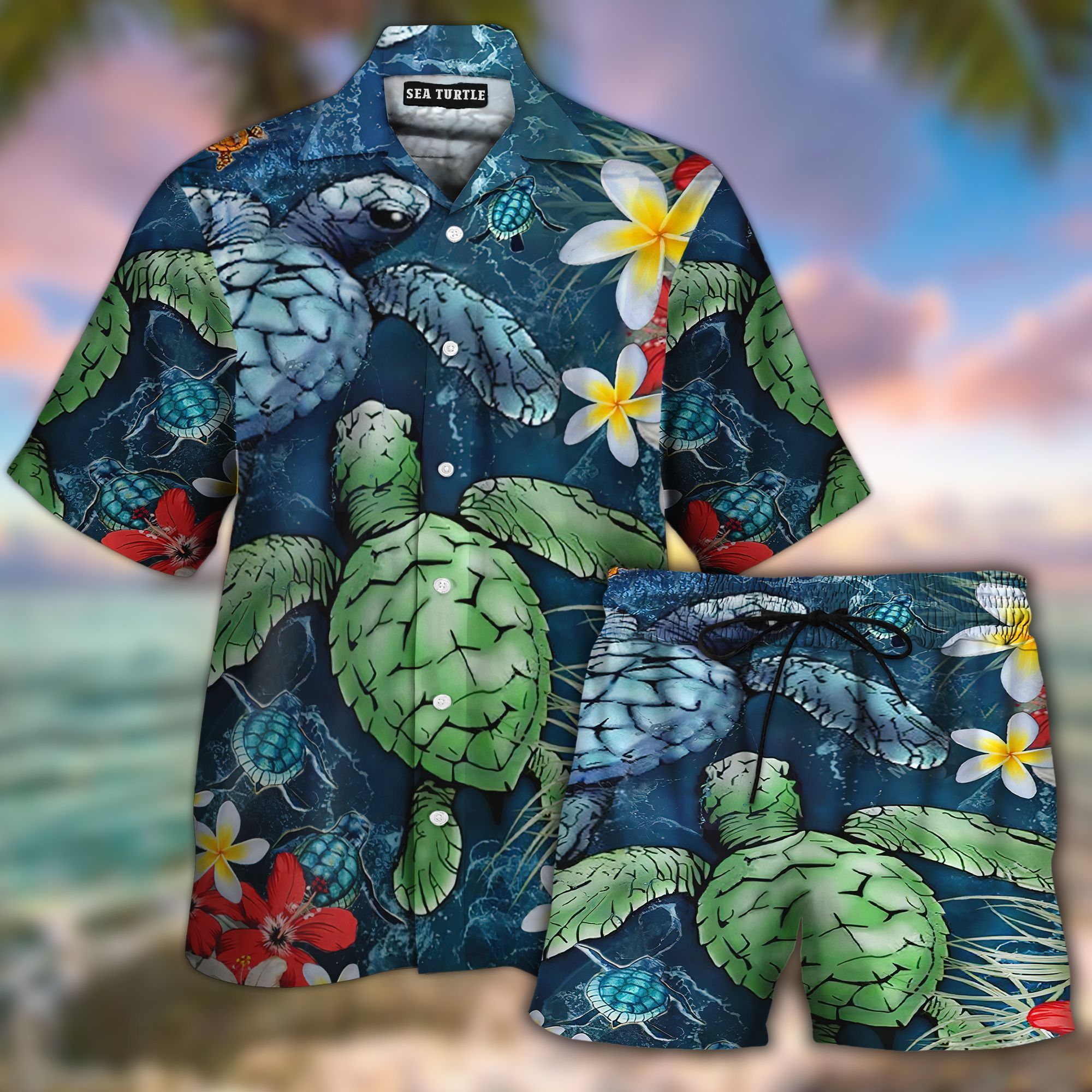 Sea Turtle Flower All Over Printed Hawaii Shirt And Short Ha81304