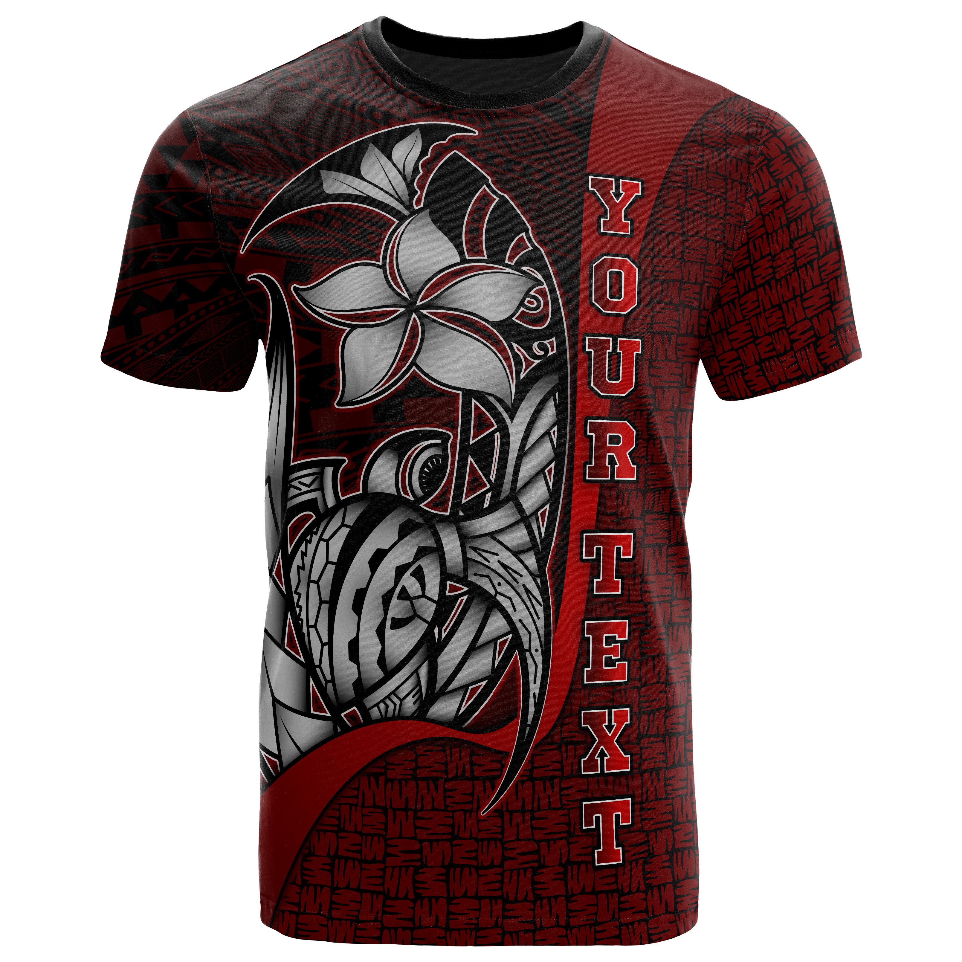 Chuuk Micronesian Custom Personalised T-Shirt Red – Turtle with Hook – BN11