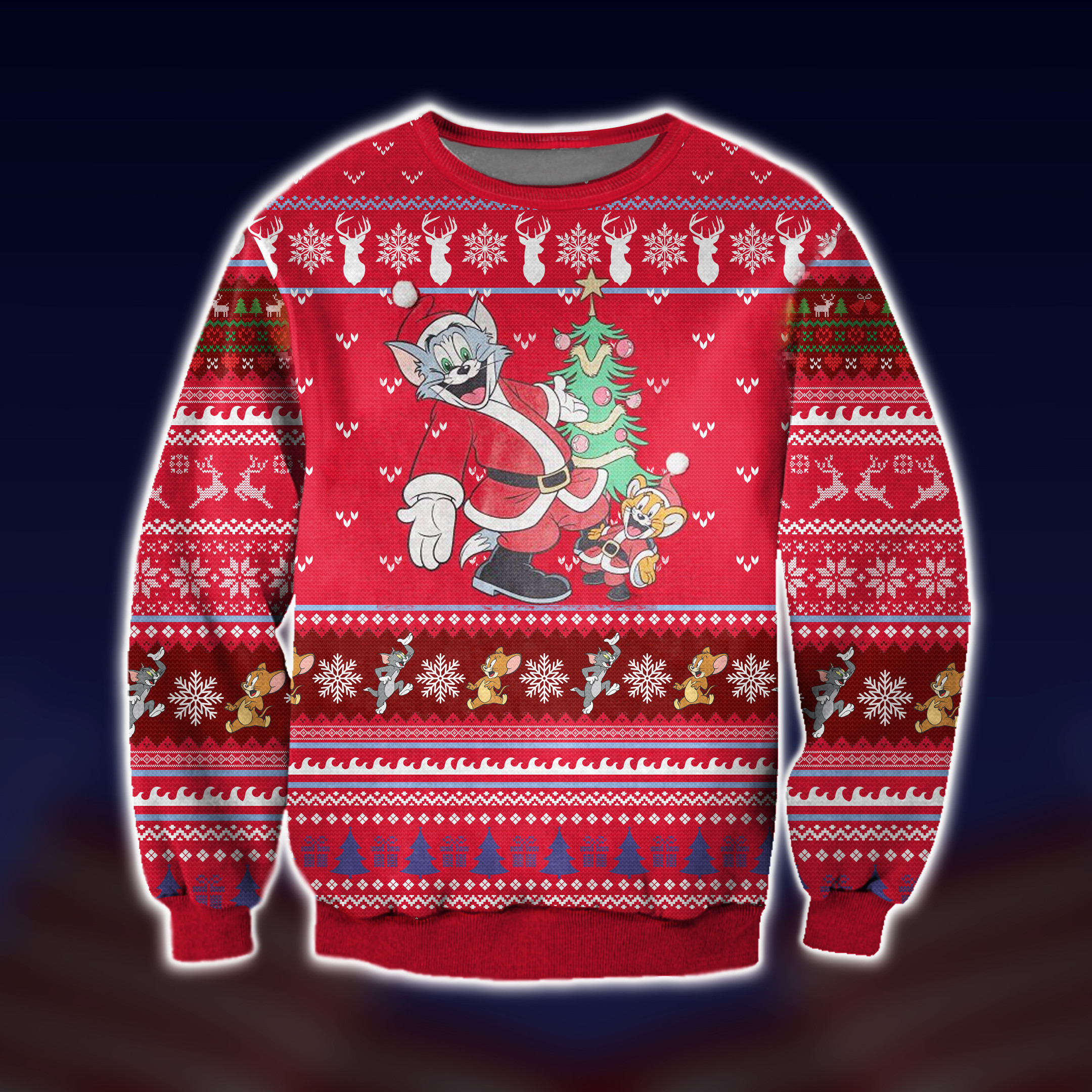 Tom And Jerry In Xmas Ugly Christmas Sweater