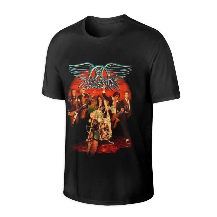 Aerosmith Poster Stylish Mens Tops Short Sleeve Tee Black