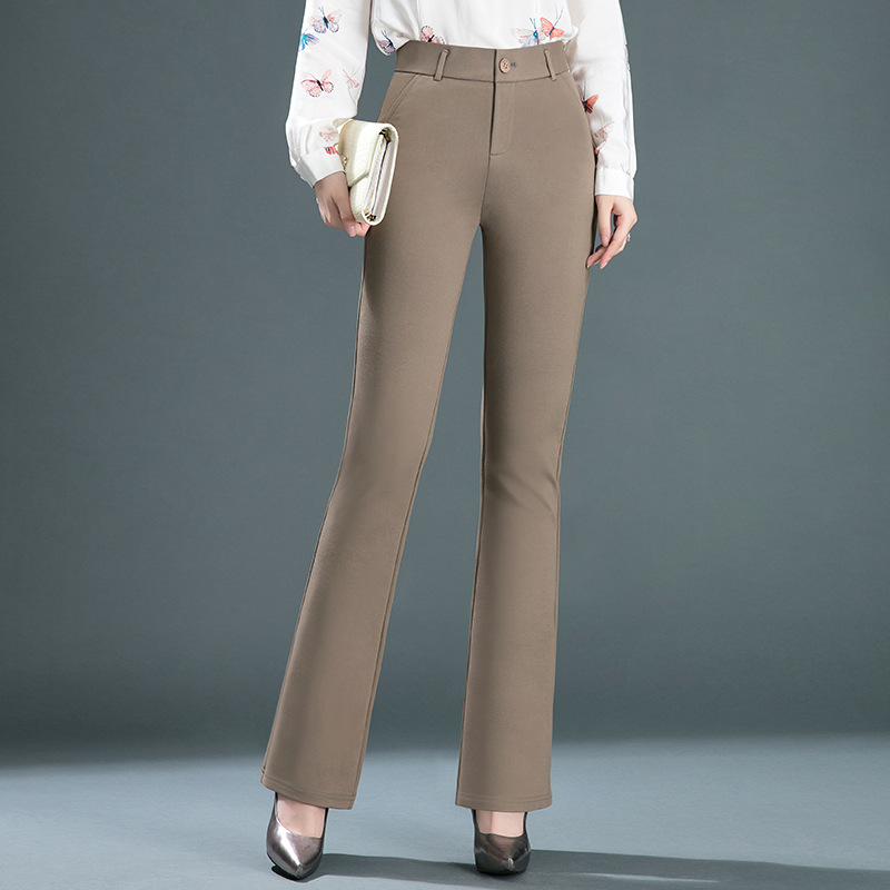 Spring and Autumn Casual Pants, High Waist Stretch Micro Lace Trousers, Large Size Fat MM, Thin Knit Flared Pants alx