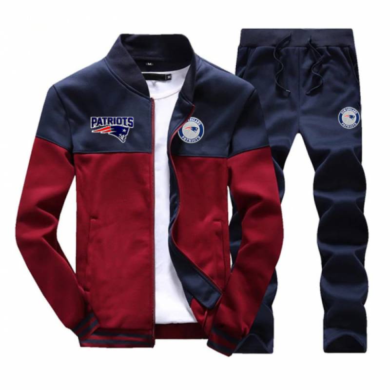 New England Patriots Sweatshirt +Sweatpants Mens Clothing 2 Pieces Sets Slim Tracksuit