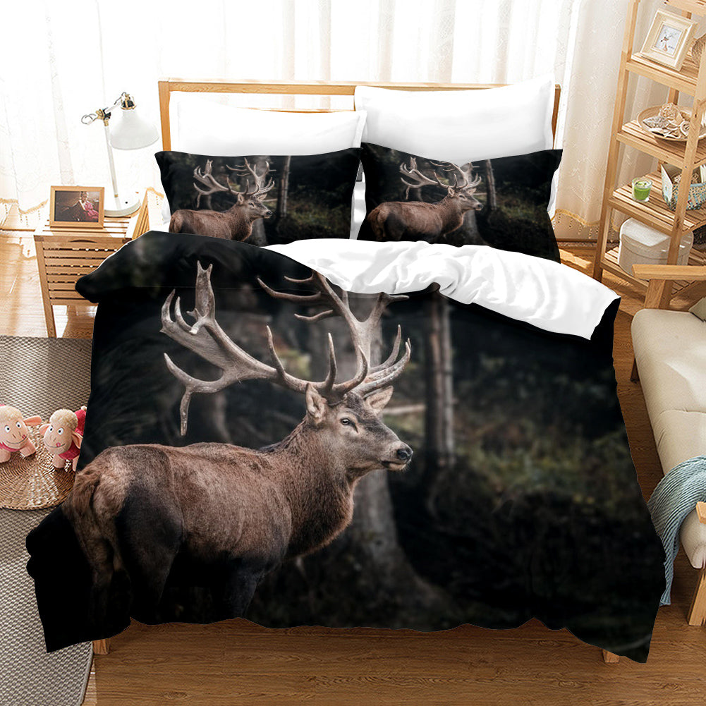 3D Forest Animal Elk Quilt Cover Set Bedding Set Duvet Cover Pillowcases 87