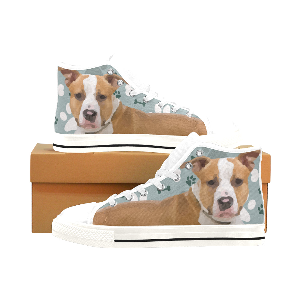 American Staffordshire Terrier White Men’s Classic High Top Canvas Shoes /Large Size