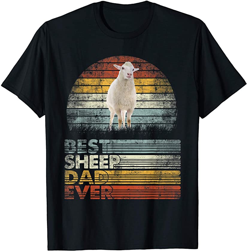 Retro Best Sheep Dad Ever Shirt Animals Lover T-Shirt