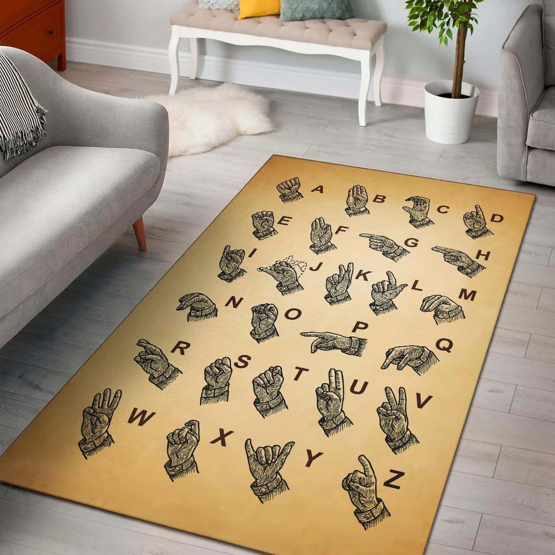 Vintage Sign Language Chart Rug