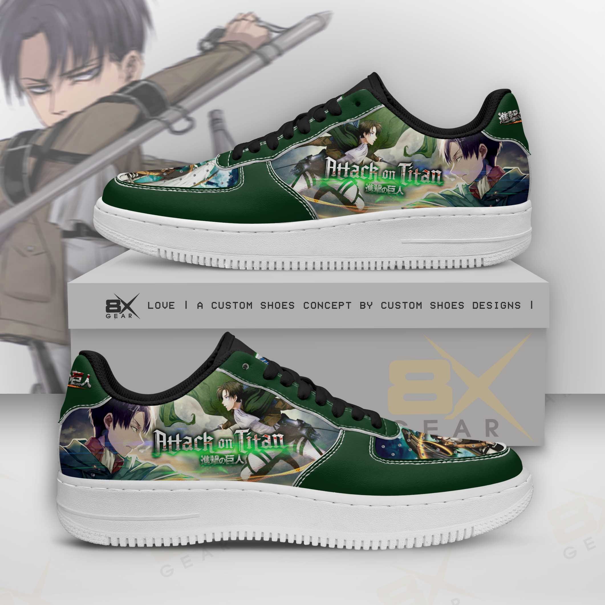 Attack On Titan Shoes Levi Ackerman AF1 Sneakers MT02222