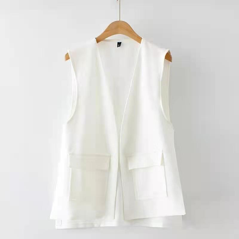 Aelegantmis 2022 New V Neck Vest Women Fashion Office Lady Waistcoat Split Irregular Black White Loose Sleeveless Jacket Female alx