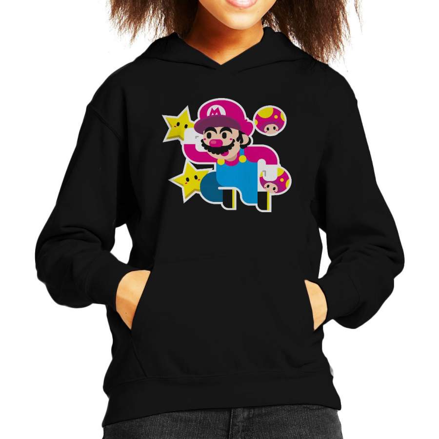 Super Mario Bros Star Mushrooms Kid’s Hooded Sweatshirt