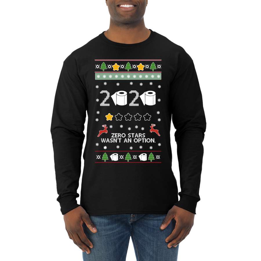 2020 Zero Stars Wasnt an Option Ugly Christmas Sweater Mens Long Sleeve Shirt