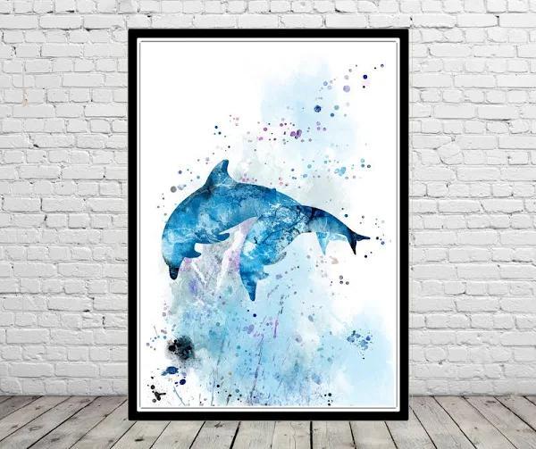 Dolphin, Watercolor Dolphin, Dolphin Poster