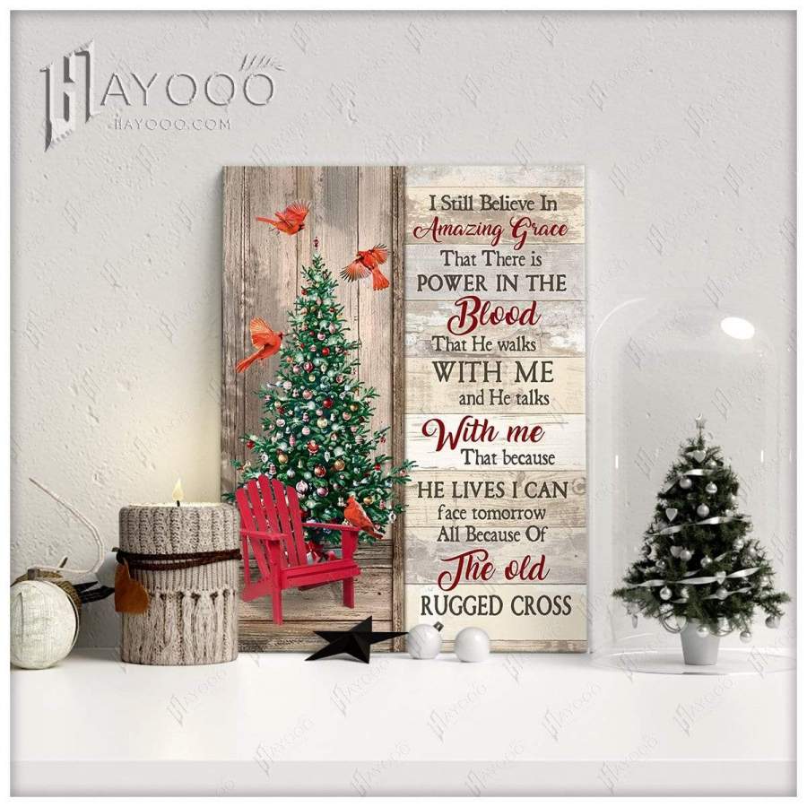 Zalooo Old Rugged Cross Cardinal Wall Art Canvas – Christmas Wall Art