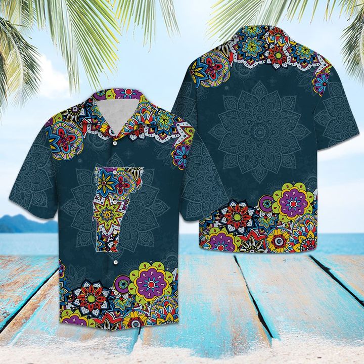 Vermont Mandala Hawaiian Shirt Summer Button Up For Men, Women, Couple