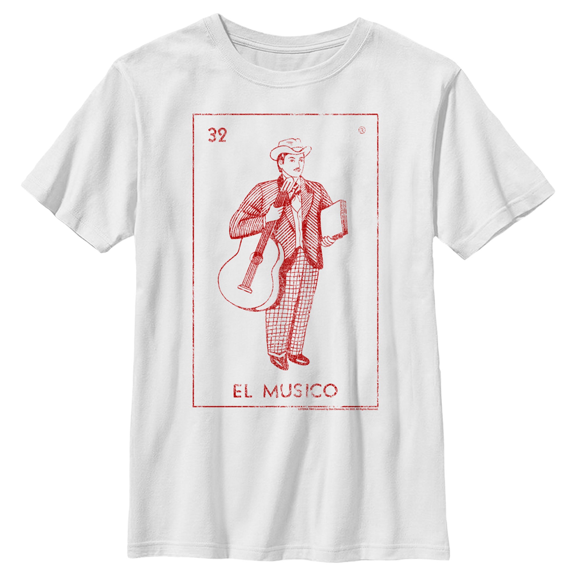 Boy’S Loteria El Musico Card Distressed Number 32 T-Shirt