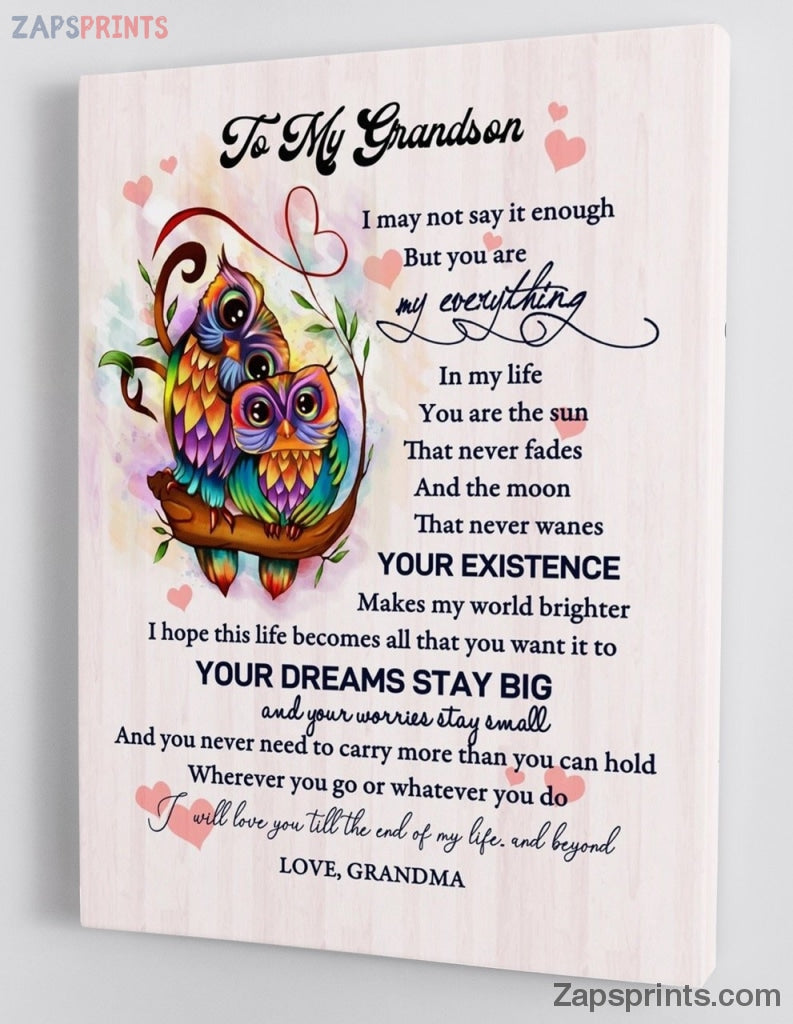 Grandchildren Canvas  – To My Grandson – From Grandma – Framed Canvas Gift Gms023 – Drandkids Canvas Artblankets.